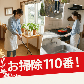 横浜のゴミ屋敷清掃を行う女性スタッフ｜片付け・ハウスクリーニング中の様子