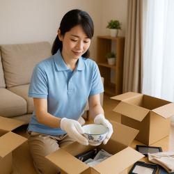 ゴミ片付け隊大興の遺品整理をする女性スタッフの画像