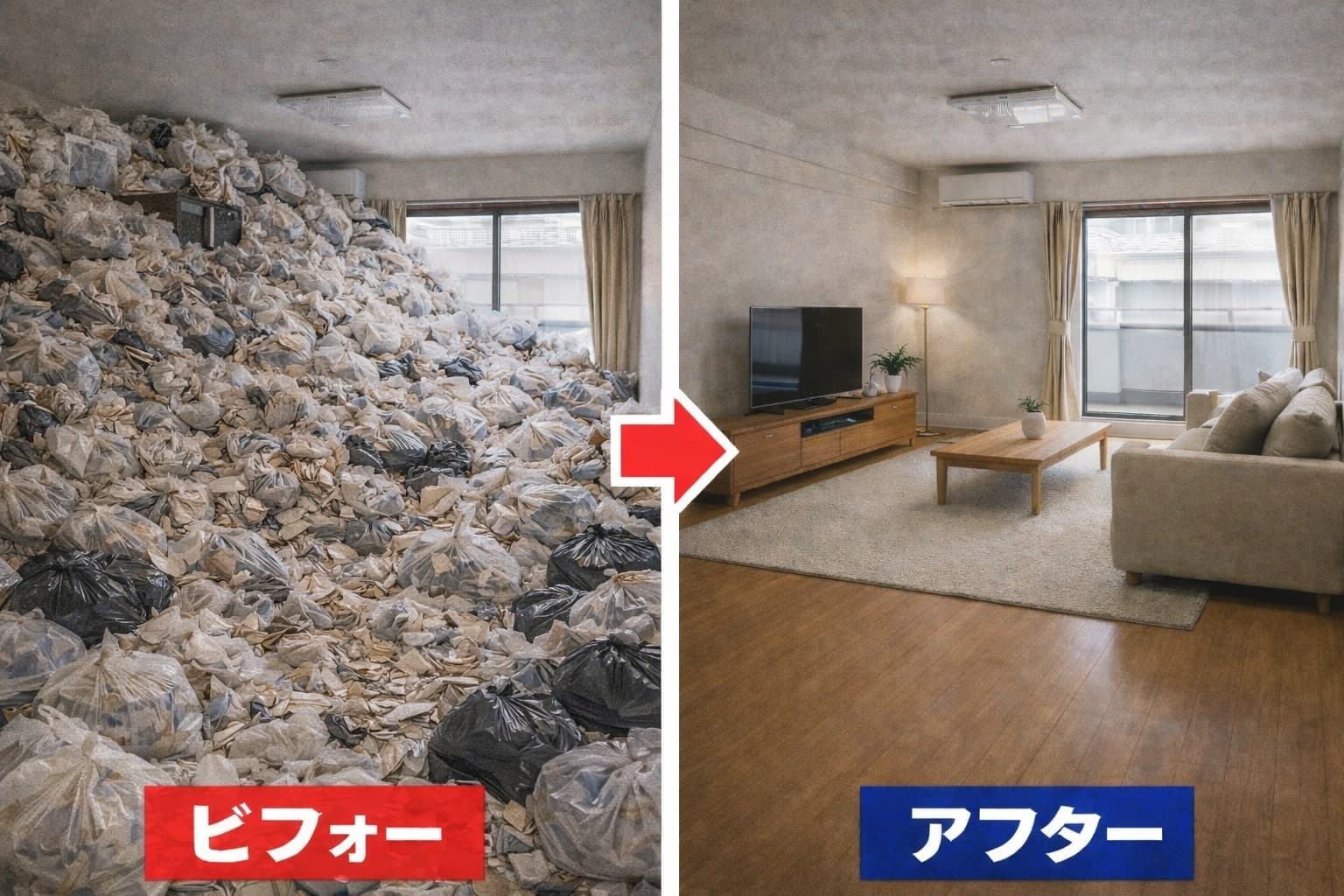 ゴミ屋敷で困ったときの清掃対応｜ゴミで埋まった部屋を片付け生活を取り戻す作業風景